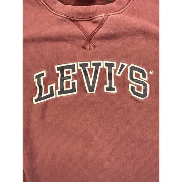 Vintage Levi's Red Tab Men's‎ L Crewneck Sweatshirt Varsity Logo Burgundy - Picture 2 of 6
